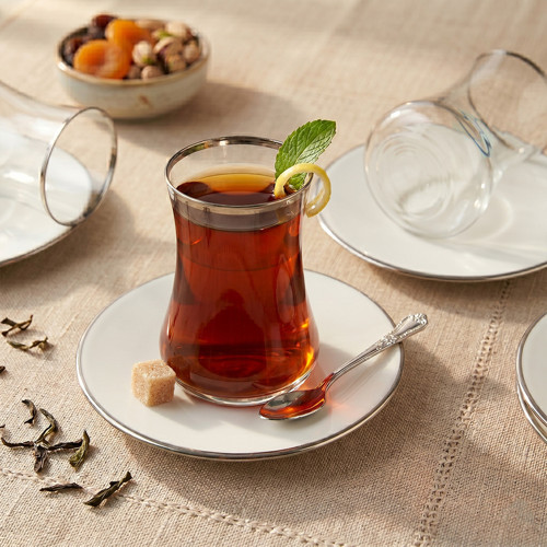 Dervish Platin 6 Kişilik 12 Parça Çay Takımı