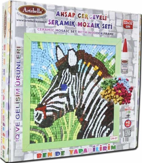 07 I Çocuk Ahşap Çerçeveli Seramik Mozaik Set +6 Yaş 32x32 cm