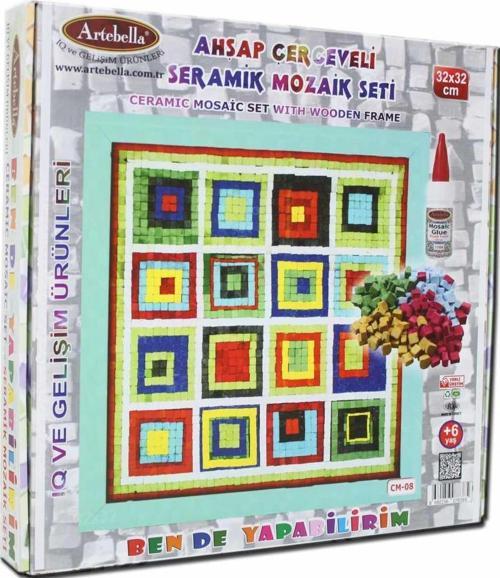 08 I Çocuk Ahşap Çerçeveli Seramik Mozaik Set +6 Yaş 32x32 cm