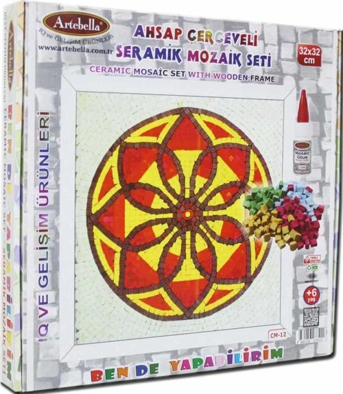 12 I Çocuk Ahşap Çerçeveli Seramik Mozaik Set +6 Yaş 32x32 cm