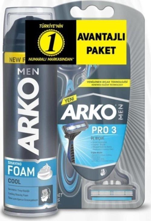 T3 Pro 3 Bıçaklı Tıraş Bıçağı 3'Lü & Cool Tıraş Köpüğü 200 Ml Avantaj Paketi