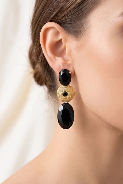 ZİRKON TAŞLI DAMLA ŞIK SALLANTILI KÜPE 5,5 CM.