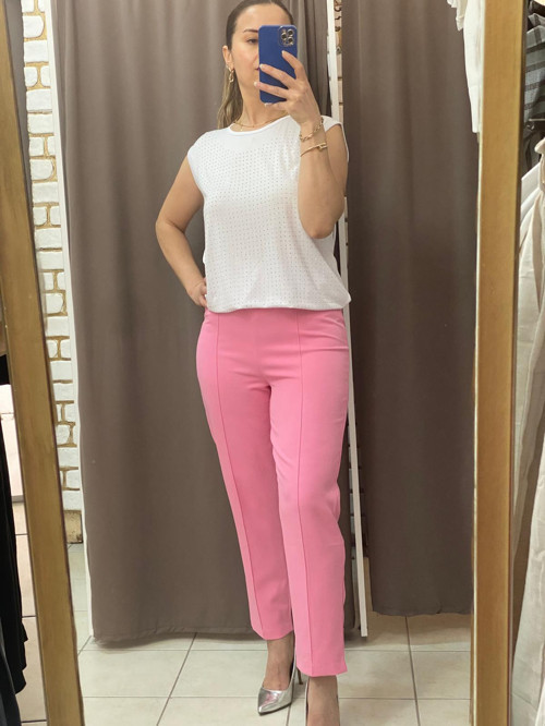 Boru Paça Finike Pantolon Pembe M