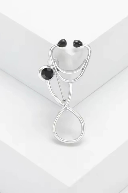 STETESKOP SAĞLIK TIP DOKTOR TAŞLI ŞIK BROŞ 4 CM.