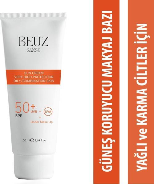 Sanse Spf50+ Yağlı ve Karma Ciltler İçin Çok Yüksek Korumalı Güneş Kremi & Makyaj Bazı - 50 ml