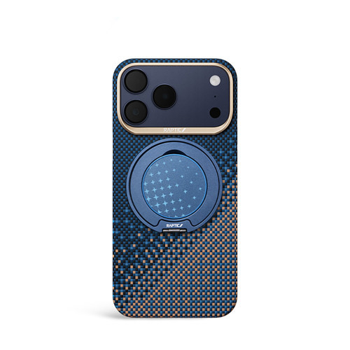 İphone 17 Pro Max Kılıf Raptic 2İn1 Bundle Kit Aramid Skin Serenity Serisi Stand Ve Kapak Lacivert