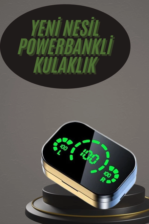 Kablosuz Bluetooth Kulaklık Çift Telefon Destekli Powerbankli Dijital Göstergeli