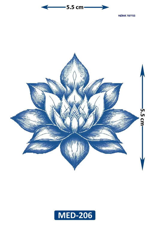 Küçük Lotus 5 Cm Minimal Geçici Dövme Yarı Kalıcı Geçici Dövme