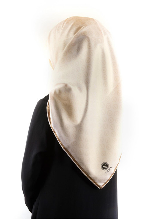Twill Degradeli Krem Renkli 90x90 Eşarp (İpek İçermez)