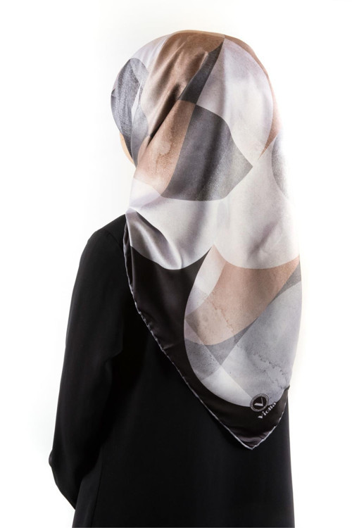 Twill Geometrik Desenli Mint Yeşili Renkli 90x90 Eşarp (İpek İçermez)Kenar Dikiş Şekli El Dikişli