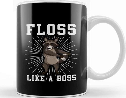 Raccoon Floss Like A Boss Kupa Bardak Porselen