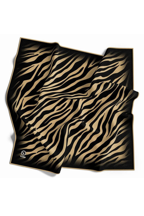Twill Zebra Desenli Gold Renkli 90x90 Eşarp (İpek İçermez) Dikim Şekli : El Dikişi