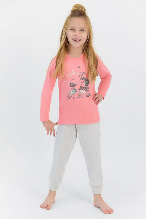 2569 Garson Winter Love Kız Çocuk Uzun Kol Pijama Takımı