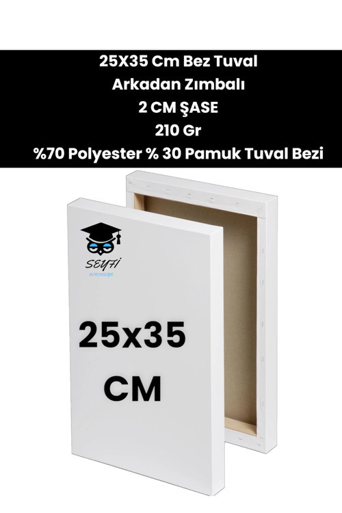 25X35 CM Bez Tuval Arkadan Zımbalı 2 CM ŞASE 210 Gr %70 Polyester % 30 Pamuk Tuval Bezi