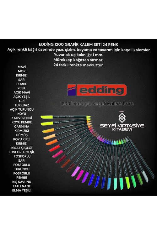 EDDİNG 1200 GRAFİK KALEM SETİ 24 RENK 1.0 MM