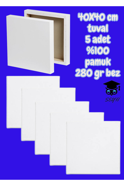 40X40 cm tuval 5 adet %100 pamuk 280 gr bez