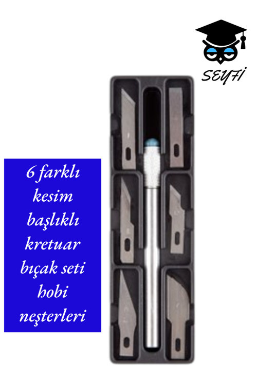 6 farklı kesim başlıklı kretuar bıçak seti hobi neşterleri