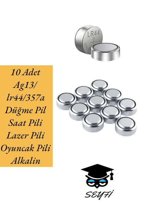 10 Adet Ag13/lr44/357a Düğme Pil Saat Pil Lazer Pili Oyuncak Pili Alkalin