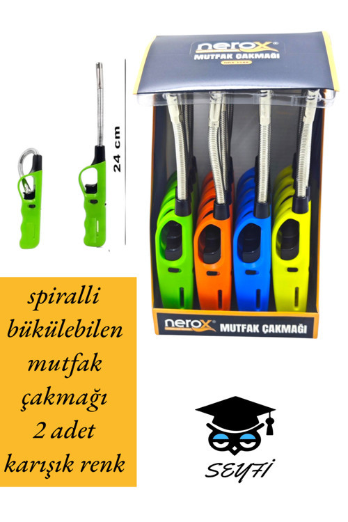 spiralli bükülebilen mutfak çakmağı 2 adet karışık renk