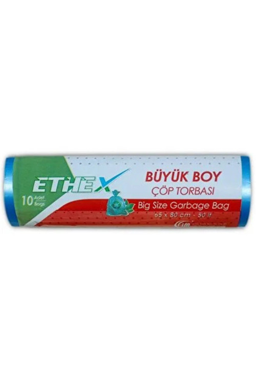 Büyük Boy Mavi Renk Çöp Torbası 65 x 80 Cm (50 Lt) 10'lu Rulo