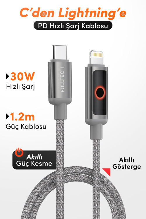 FC153 Type-C to Lightning PD 30W Hızlı Şarj Kablosu 1.2M – iPhone Uyumlu, 480Mbps Veri Tran