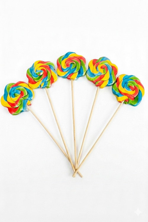 Büyük Boy 10 Adet Papatya Sosyete Şeker Tutti Frutti Aromalı Lolipop Karışık Renk
