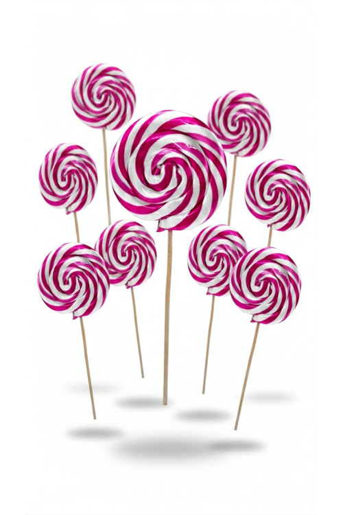 Büyük Boy Sosyete Şeker 20 Adet Pembe Lolipop Çocuk Doğum Günü