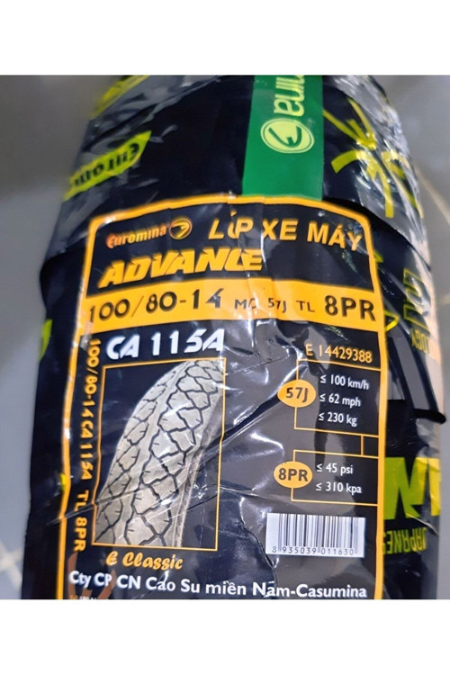 EUROMINA100/80-14 57J 8kat CA115A Advance dubleks lastik, Kauçuk Sibop Hediye, 2023 üretim