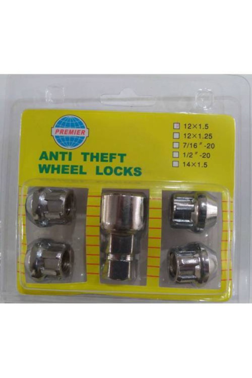Jantlarınıza Kilitli Somun Takımı M12x1.5 Krom Kaplı Boy 22 Mm Arkası Açık Tip , 5 Parça