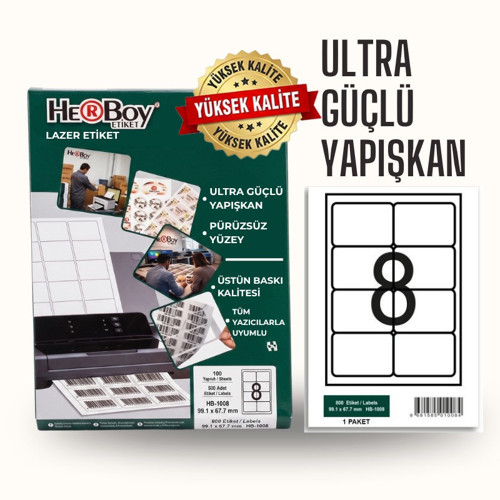 HB-1100 210 x 280 mm Inkjet / Laser A4 Etiket YETKİLİ SATICI (100 Adet)