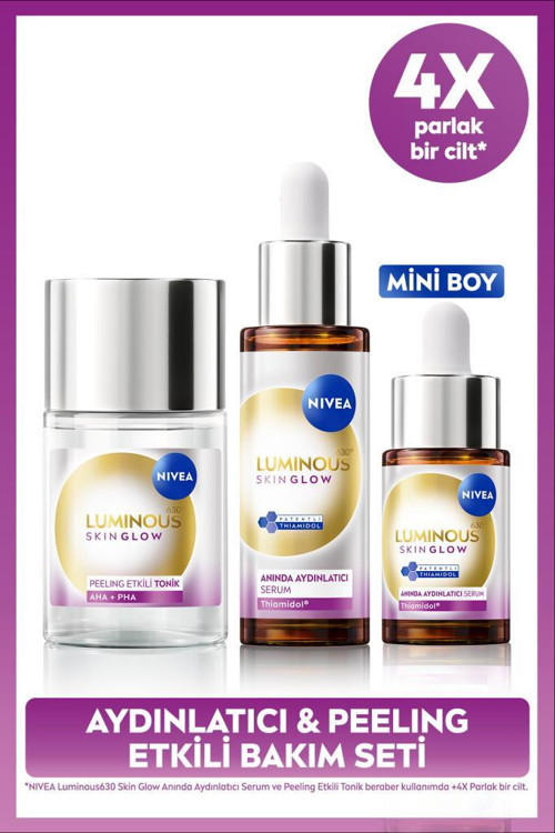 Luminous630 Skin Glow Anında Aydınlatıcı Serum Seti ve Peeling Etkili Tonik 100ml, Eşit Cilt Tonu