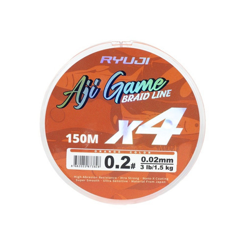 RYUJI AJI GAME 4X, 0.05MM 150M, ORANGE İP MİSİNA 0,02 mm