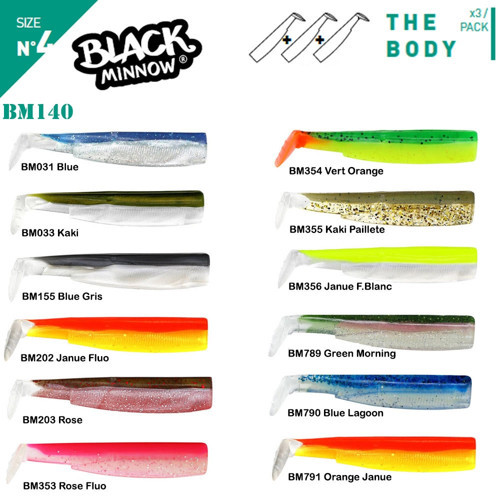 Black Minnow BM140/4 3X Gövde Silikon Yem BM986 Sleepy Green
