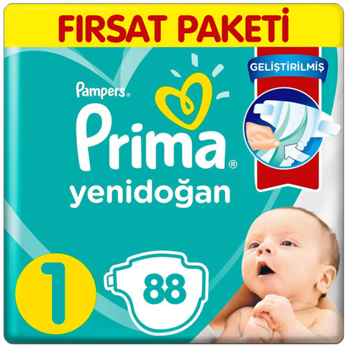 1 Beden Yenidoğan Aktif Bebek Bezi 44x2 88 Adet
