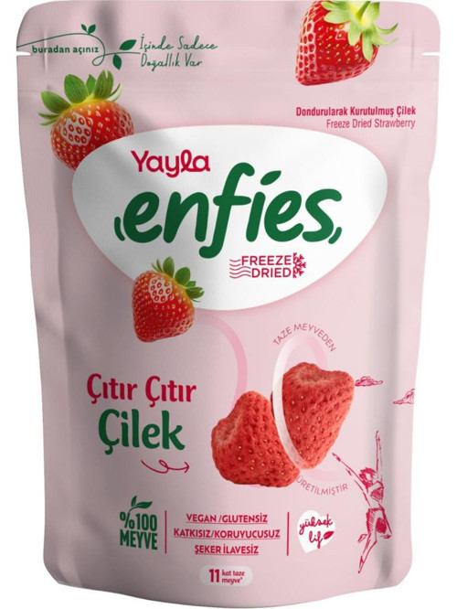 Enfies Freeze Dried Dondurularak Kurutulmuş Çıtır Meyve-Çilek 15 gr