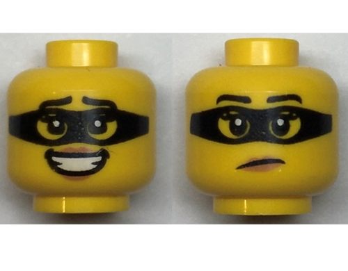 Aksesuar Custom Minifigür Minifigure Çift Surat Gülen Siyah Maskeli Kadın Sarı Kafa