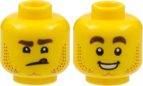 Orjinal Aksesuar Custom Minifigür Minifigure Çift Surat Kirli Sakallı Gülen Komik Sarı Kafa