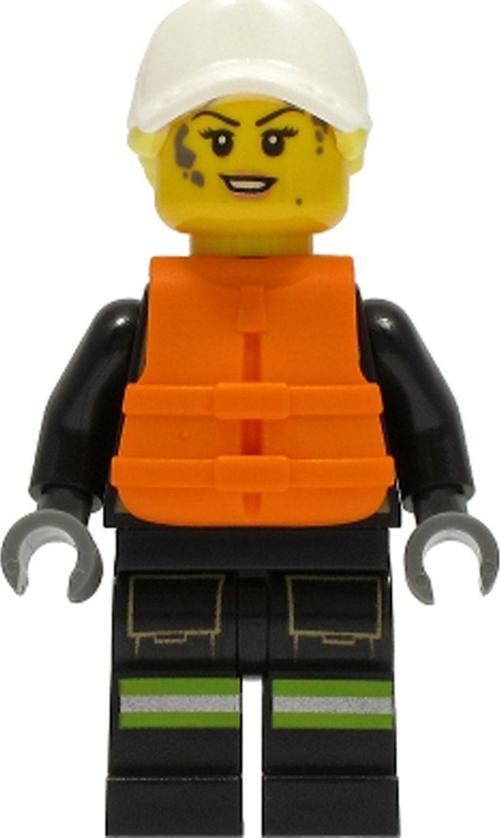 Orjinal Aksesuar Moc City Town Minifigür Minifigure Can Yeleği Sarı Saçlı Şapka Kadın Itfaiyeci