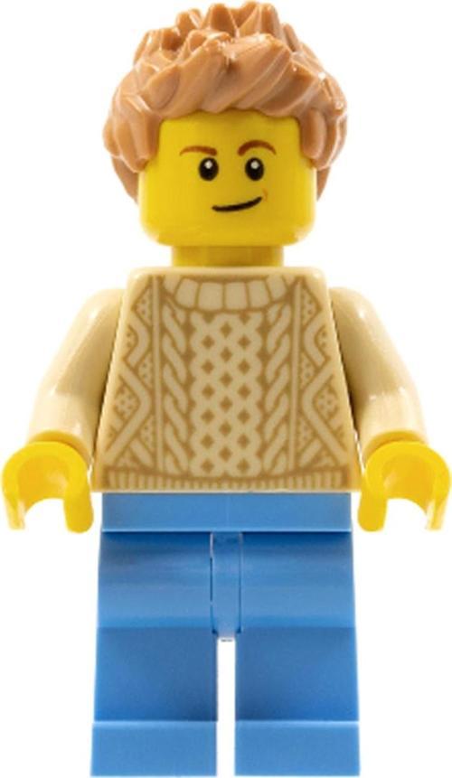 Orjinal Aksesuar Moc City Town Minifigür Minifigure Örgülü Kazak Genç Kahverengi Saçlı Erkek