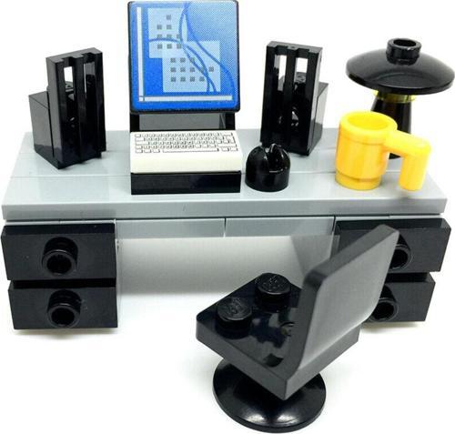Orjinal Aksesuar Moc Custom Minifigür Modular Building Bina Ofis Bilgisayar Masası