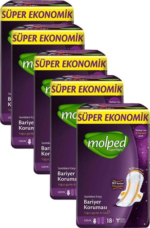 Supernight Uzun Süper Ekonomik Ped 18'li x 5 Adet