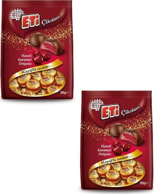 Hediyelik Çikolata Vişneli Karamel Dolgulu 200 g x 2 Adet