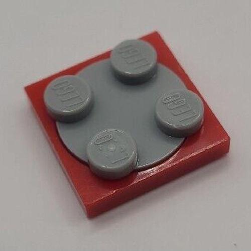 Technic Custom Aksesuar Turntable 2 x 2 Plate Kırmızı Base Gri Üst