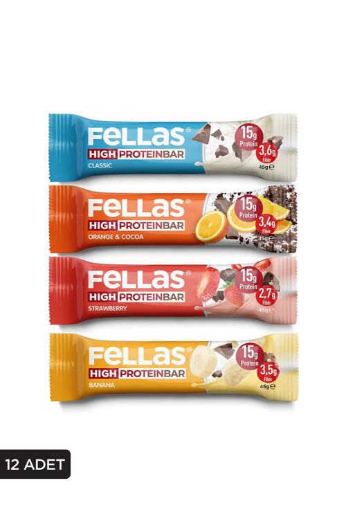 Yüksek Protein Bar (45 g) Karma Kutu - 12 Adet (4 Çeşit)