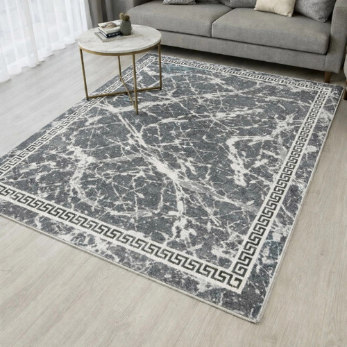 Kilim Savan Çift Taraflı Modern Desenli Yıkanabilir Pamuklu Dokuma 2x3 Metre Gri
