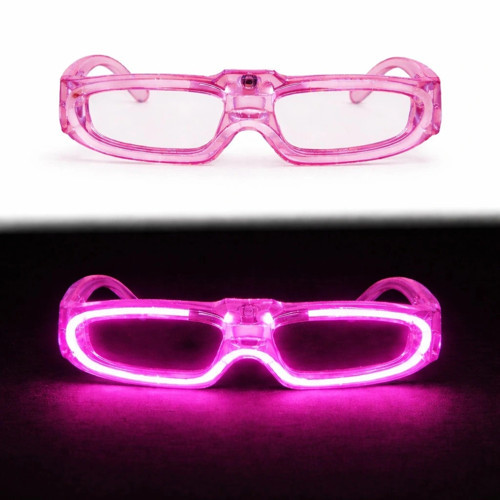 Pembe Led Işıklı Parti Gözlüğü 3 Modlu – Glow Gece Eğlence Gözlüğü