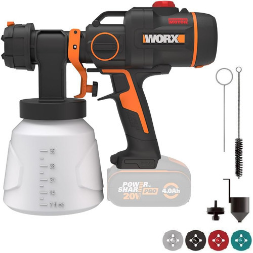 Wx020.9 20Volt Kömürsüz Devir Ayarlı Boya Tabancası + 4 Parça Yedek Nozul/Meme (Akü Dahil Değil