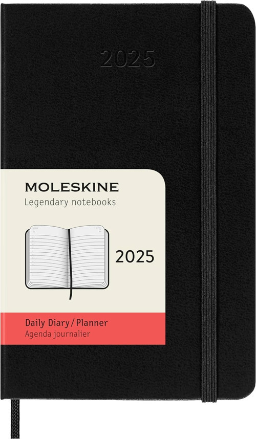 Moleskine Günlük Planlayıcı, 12 Aylık Günlük Planlayıcı 2025, Sabit Kapak Ve Elastik Kilit, Renk Siy