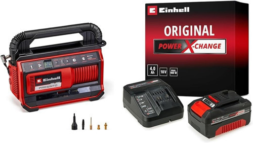 Pressito 18/25 Hybrid, Akülü-Elektrikli Kompresör + Einhell 18V 4,0 Ah Pxc Starter Kit, Akü