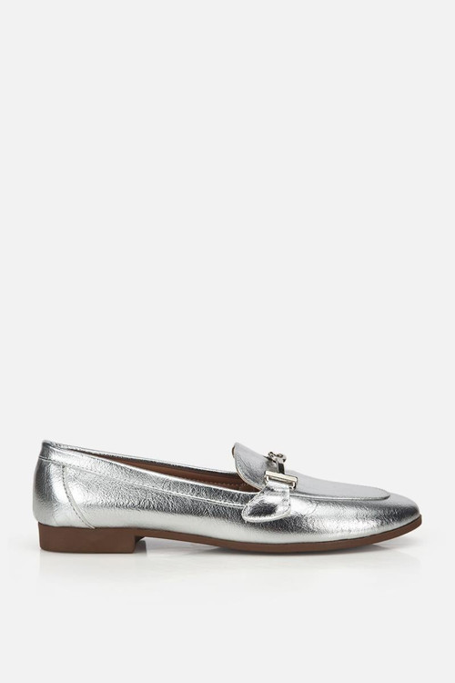 Kadın Lame Toka Detaylı Metalik Loafer